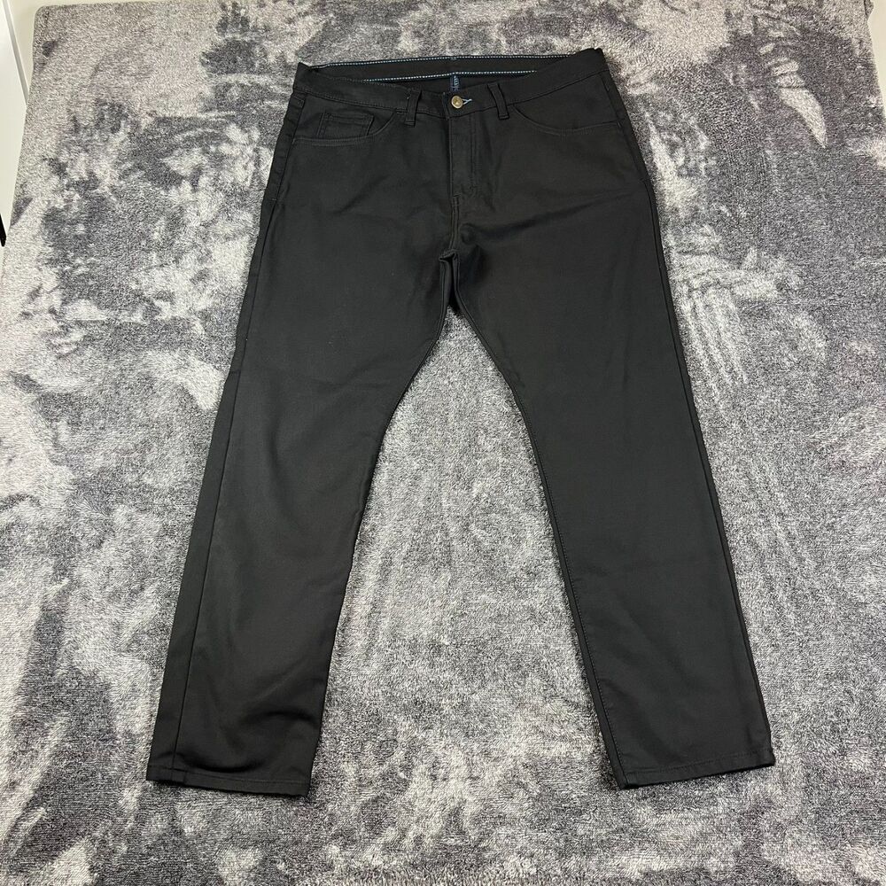 Blue Delta Custom Black Jeans USA Men's 35X28 Stretch Straight PF10 *Read